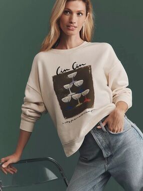 Anthropologie Maeve x Natalia Bagniewska Champagne Cocktail Sweatshirt